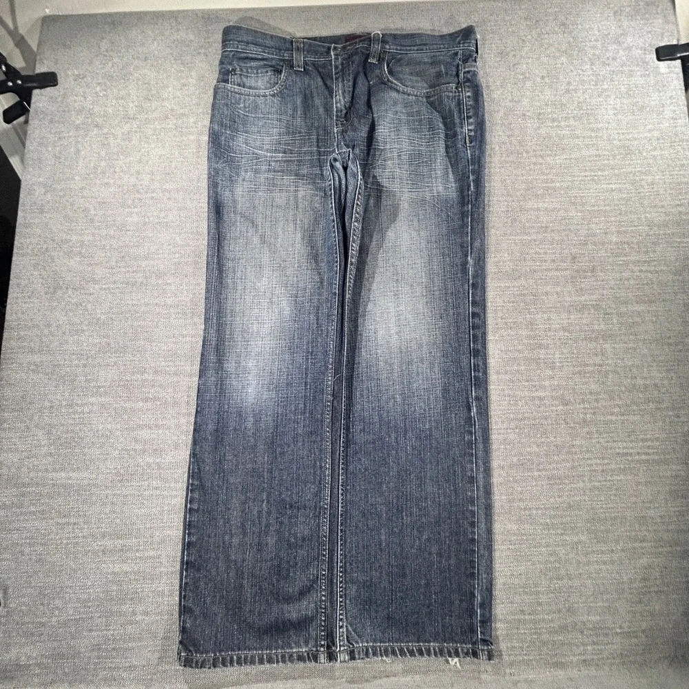 Perry Ellis Straight Leg Jeans Mens 36x32 Blue Good Cotton Denim 1506